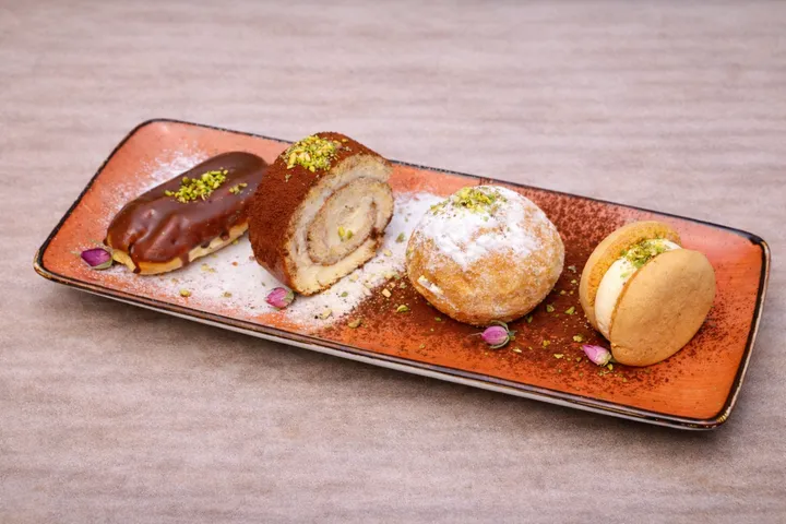 Platter of Persian cream pastries