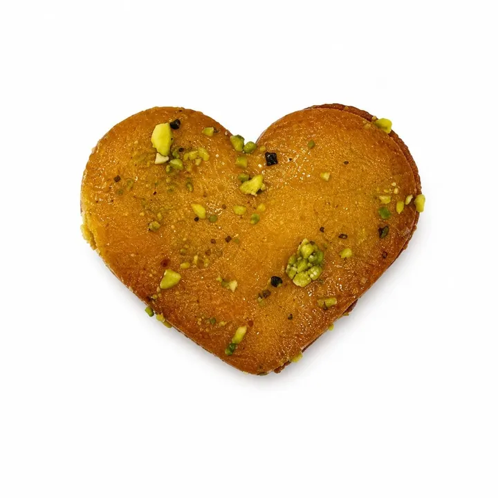 Heart-shaped jam cookie with pistachio